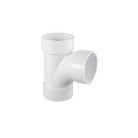 Lesso LP400-040 Sanitary Pipe Tee, 4 In, Hub, PVC, White